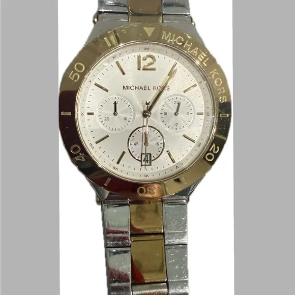Michael Kors Wyatt Two-Tone Stainless Steel Chronograph Watch, model MK5934 - Picture 3 of 4